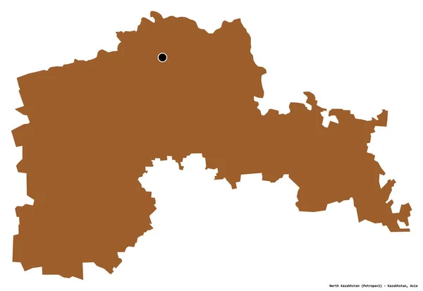 Kształt Północnego Kazachstanu Regionu Kazachstanu Stolicą Odizolowaną Białym Tle Skład — Zdjęcie stockowe
