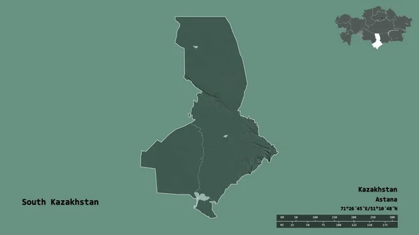 Forma Del Sur Kazajstán Región Kazajstán Con Capital Aislada Sobre — Foto de Stock