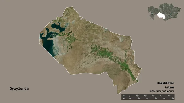 Form Qyzylorda Regionen Kazakstan Med Dess Huvudstad Isolerad Solid Bakgrund — Stockfoto
