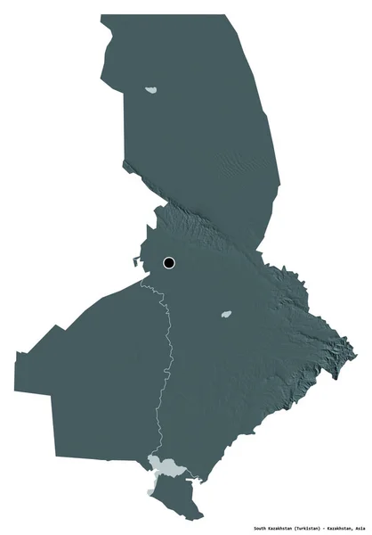 Gestalt Von Südkasachstan Region Kasachstan Mit Seiner Hauptstadt Isoliert Auf — Stockfoto