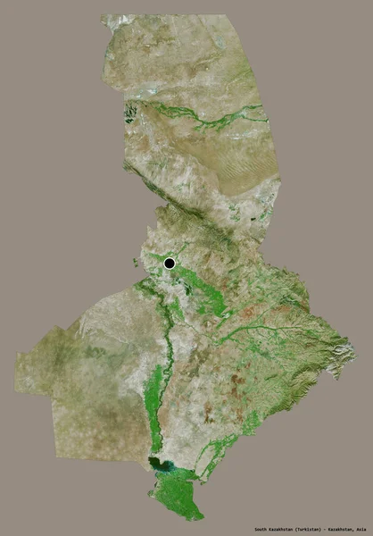 Form Södra Kazakstan Regionen Kazakstan Med Dess Huvudstad Isolerad Solid — Stockfoto