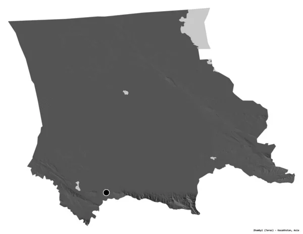 Forma Zhambyl Región Kazajstán Con Capital Aislada Sobre Fondo Blanco — Foto de Stock