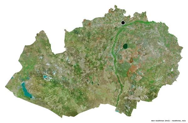 Forme Kazakhstan Occidental Région Kazakhstan Avec Capitale Isolée Sur Fond — Photo