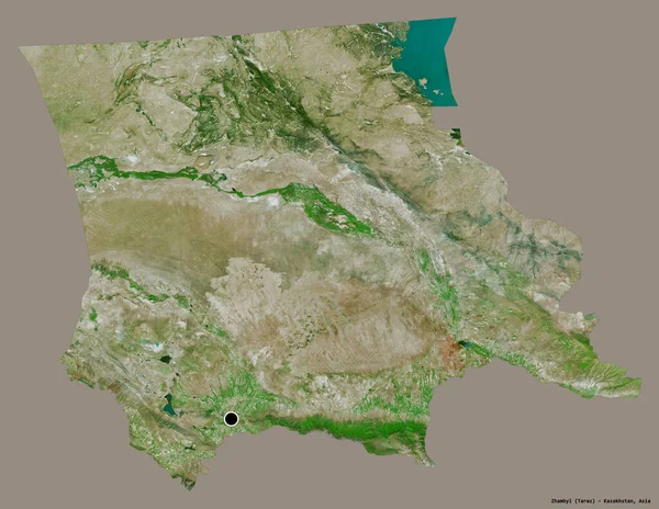 Forma Zhambyl Região Cazaquistão Com Sua Capital Isolada Fundo Cor — Fotografia de Stock