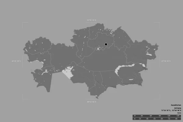 Kazakistan Bir Bölgesi Jeoreferatlı Bir Sınır Kutusunda Sağlam Bir Zeminde — Stok fotoğraf