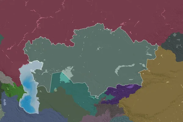 Расширенная Территория Обозначенного Казахстана Цветная Карта Высоты Рендеринг — стоковое фото