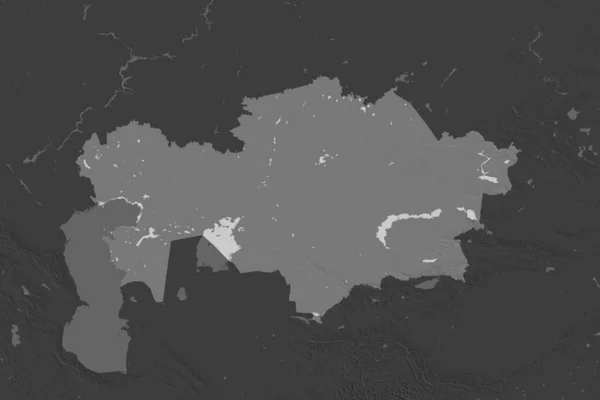 Vorm Van Kazachstan Gescheiden Door Desaturatie Van Naburige Gebieden Hoogteverschil — Stockfoto