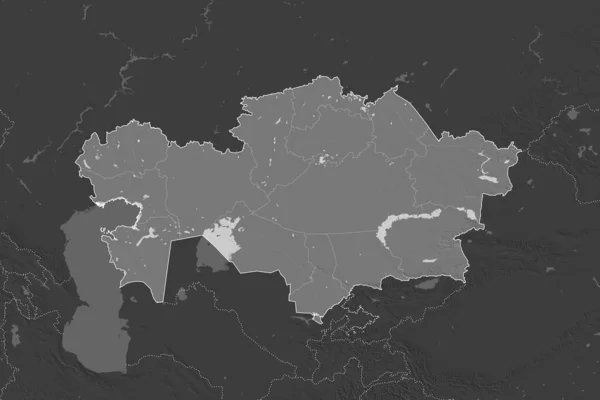 Forma Del Kazakistan Separata Dalla Desaturazione Delle Aree Limitrofe Frontiere — Foto Stock