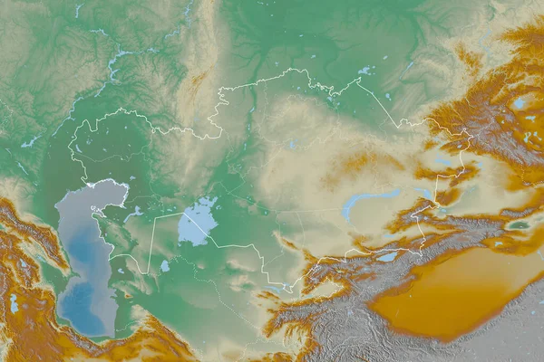 Zone Étendue Kazakhstan Avec Contour Des Pays Frontières Internationales Régionales — Photo