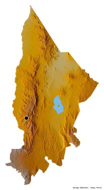 Kenya 'nın Baringo ilçesi, başkenti beyaz arka planda izole edilmiştir. Topografik yardım haritası. 3B görüntüleme