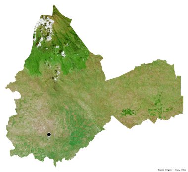 Kenya 'nın Bungoma ilçesi, başkenti beyaz arka planda izole edilmiştir. Uydu görüntüleri. 3B görüntüleme