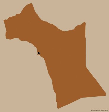 Kenya 'nın Garissa ilçesi, başkenti koyu renk arka planda izole edilmiş. Desenli dokuların bileşimi. 3B görüntüleme