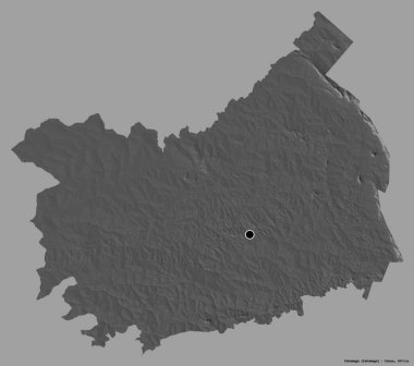 Kenya 'nın başkenti Kakamega' nın katı renk arkaplanı ile izole edilmiş hali. Çift seviyeli yükseklik haritası. 3B görüntüleme