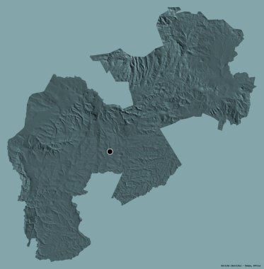 Kenya 'nın Kericho ilçesi, başkenti katı renk arkaplanı ile izole edilmiştir. Renkli yükseklik haritası. 3B görüntüleme