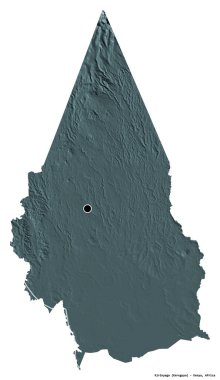 Kenya 'nın Kirinyaga ilçesi, başkenti beyaz arka planda izole edilmiştir. Renkli yükseklik haritası. 3B görüntüleme