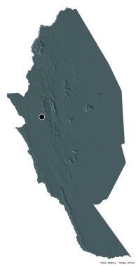Kenya 'nın başkenti Kitui' nin beyaz arka planda izole edilmiş hali. Renkli yükseklik haritası. 3B görüntüleme