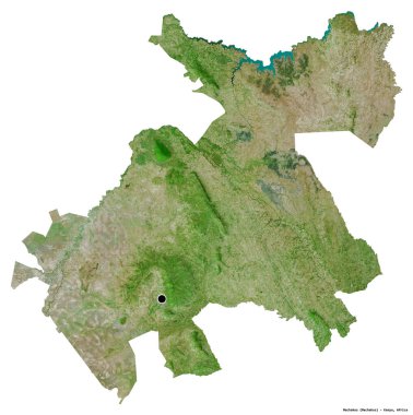 Kenya 'nın Machakos ilçesi, başkenti beyaz arka planda izole edilmiştir. Uydu görüntüleri. 3B görüntüleme