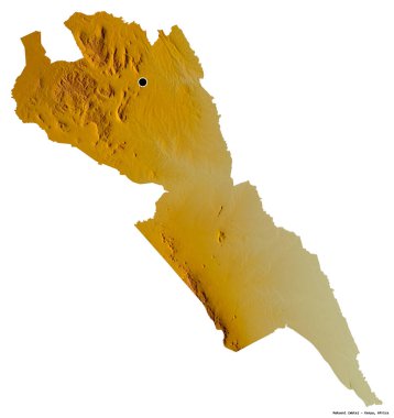 Kenya 'nın Makueni ilçesi, başkenti beyaz arka planda izole edilmiştir. Topografik yardım haritası. 3B görüntüleme