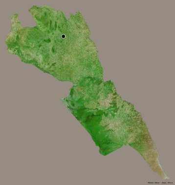 Kenya 'nın Makueni ilçesi, başkenti katı renk arkaplanı ile izole edilmiştir. Uydu görüntüleri. 3B görüntüleme