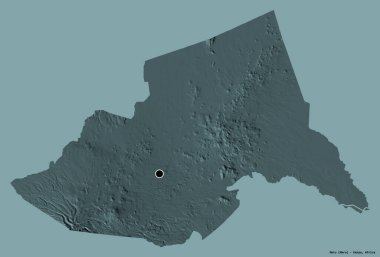 Kenya 'nın Meru ilçesi, başkenti katı renk arkaplanı ile izole edilmiştir. Renkli yükseklik haritası. 3B görüntüleme