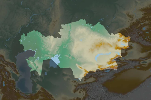 Form Kazakstan Åtskild Desaturering Angränsande Områden Topografisk Hjälpkarta Rendering — Stockfoto