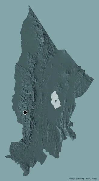 Forma Baringo Condado Quênia Com Sua Capital Isolada Fundo Cor — Fotografia de Stock