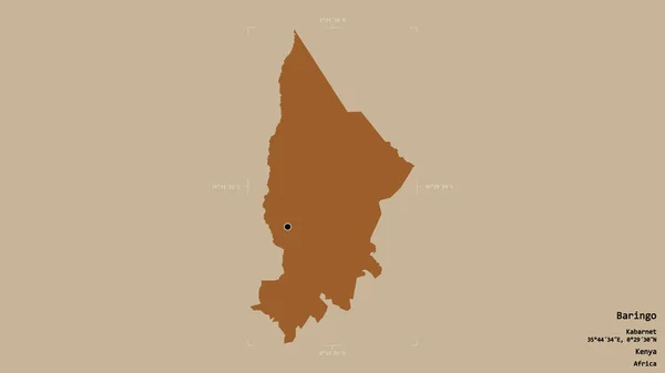 Oblast Baringo Okres Keňa Izolované Pevném Pozadí Georeferencované Hraniční Oblasti — Stock fotografie