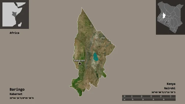 Shape Baringo Grafschaft Kenia Und Seine Hauptstadt Entfernungsskala Vorschau Und — Stockfoto