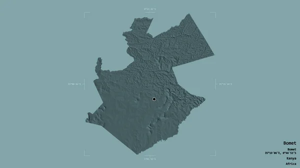 Area Bomet County Kenya Isolated Solid Background Georeferenced Bounding Box — Stock Photo, Image