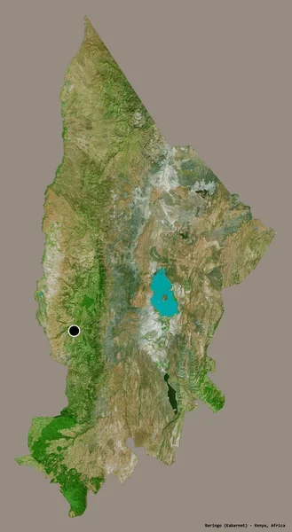 肯尼亚巴林哥县的形状 其首府被隔离在一个坚实的色彩背景上 卫星图像 3D渲染 — 图库照片