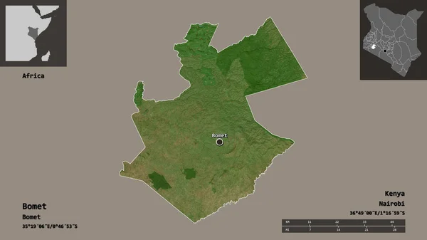 Shape Bomet County Kenya Its Capital Distance Scale Previews Labels — Stock Photo, Image