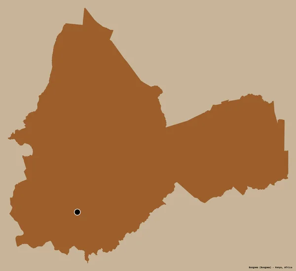 肯尼亚邦戈马县的形状 其首府被隔离在一个坚实的色彩背景上 图形纹理的组成 3D渲染 — 图库照片