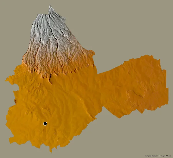 Tvar Bungoma Okres Keňa Jeho Hlavním Městem Izolované Pevném Barevném — Stock fotografie