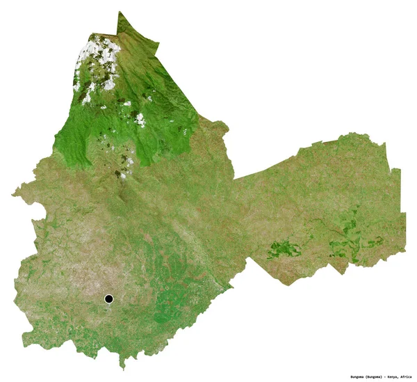 Forma Bungoma Condado Kenia Con Capital Aislada Sobre Fondo Blanco —  Fotos de Stock