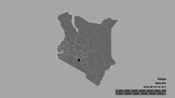 Обесцвеченная Форма Кении Столицей Главным Региональным Разделением Разделенной Зоной Бусиа — стоковое фото