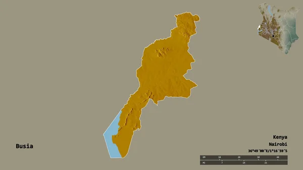 Forma Busia Condado Kenia Con Capital Aislada Sobre Fondo Sólido —  Fotos de Stock