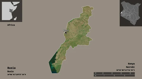 Shape Busia Grafschaft Kenia Und Seine Hauptstadt Entfernungsskala Vorschau Und — Stockfoto