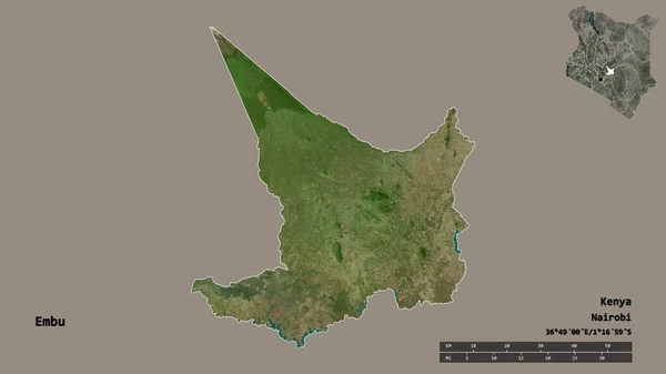 Shape Embu County Kenya Its Capital Isolated Solid Background Distance — Stock Photo, Image