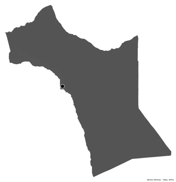 Σχήμα Garissa Επαρχία Της Κένυας Πρωτεύουσα Απομονωμένη Λευκό Φόντο Υψόμετρο — Φωτογραφία Αρχείου