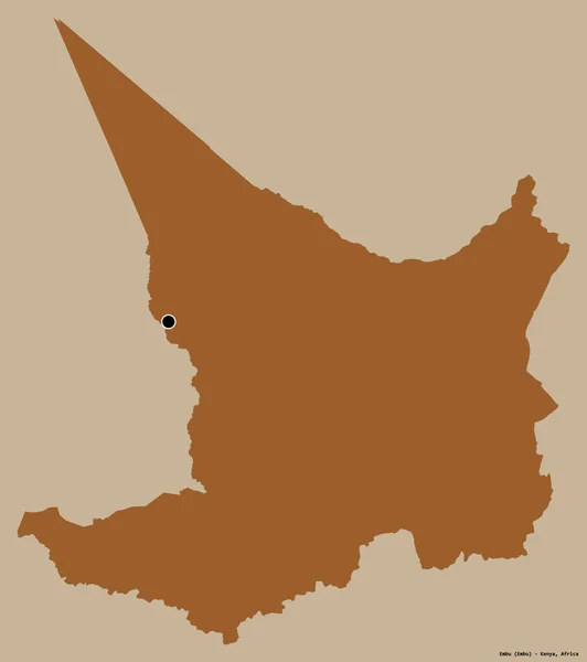 ケニアの郡エンブの形で その首都はしっかりとした色の背景に隔離されています パターン化されたテクスチャの構成 3Dレンダリング — ストック写真