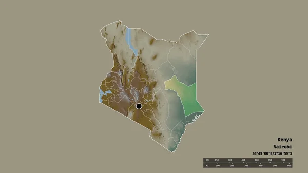 Обесцвеченная Форма Кении Столицей Главным Региональным Отделением Отделенным Районом Гарисса — стоковое фото