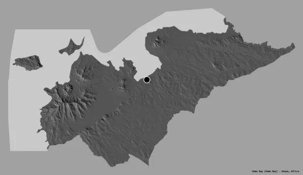 Forma Bahía Homa Condado Kenia Con Capital Aislada Sobre Fondo — Foto de Stock