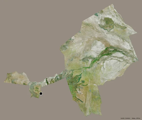 ケニアの郡イシオーロの形で その首都はしっかりとした色の背景に隔離されています 衛星画像 3Dレンダリング — ストック写真