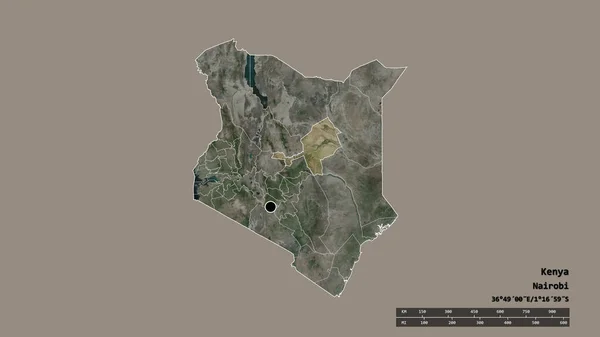 Forma Desnaturalizada Kenia Con Capital División Regional Principal Zona Separada — Foto de Stock