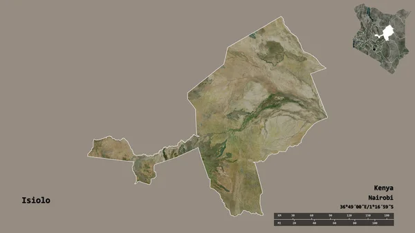 Kształt Isiolo Hrabstwa Kenii Stolicą Odizolowaną Solidnym Tle Skala Odległości — Zdjęcie stockowe