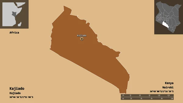 Forma Kajiado Condado Kenia Capital Escala Distancia Vistas Previas Etiquetas —  Fotos de Stock