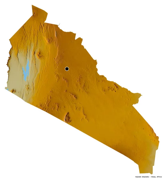 肯尼亚Kajiado县的形状 其首府被白色背景隔离 地形浮雕图 3D渲染 — 图库照片