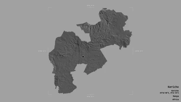 肯尼亚Kericho县的一个地区 在一个地理参照框的坚实背景下被隔离 Bilevel高程图 3D渲染 — 图库照片