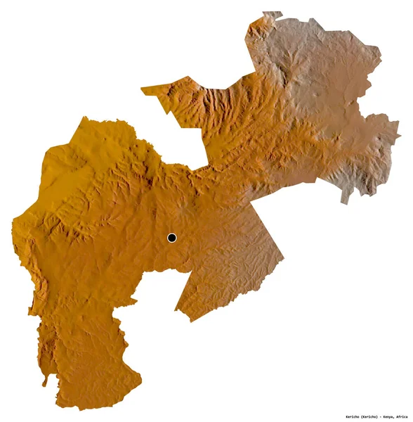 Форма Керічо Графство Кенія Столицею Ізольованою Білому Тлі Карта Рельєфу — стокове фото