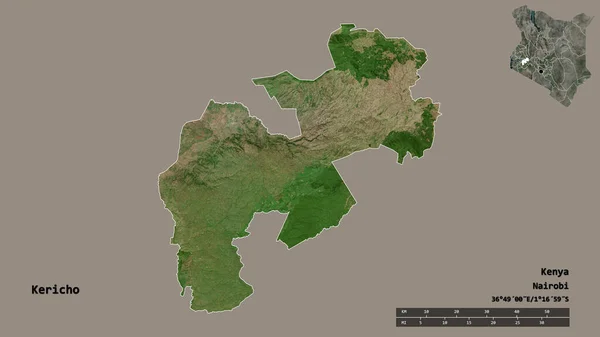 Forma Kericho Condado Kenia Con Capital Aislada Sobre Fondo Sólido — Foto de Stock